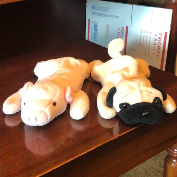 EUC Pig (Squealer) & Pug (Pugsly) Beanie Babies - Picture 14 of 15